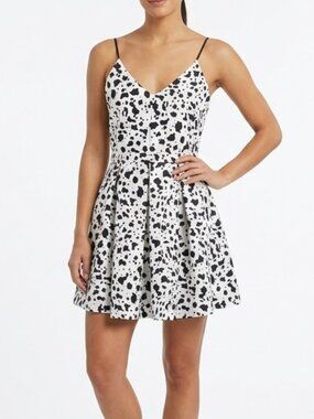 De Novo black and white cow print open back mini Dress Size Medium